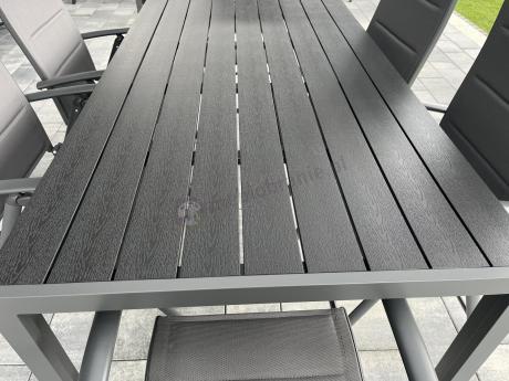 Grafitowe meble ogrodowe aluminiowe - stół 180cm i składane krzesła - Kanbery Antracite 8+1