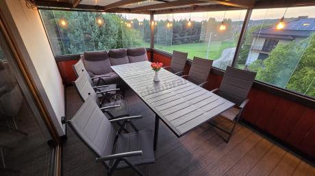 Grafitowe meble ogrodowe Kantara ze stołem rozkładanym 160-240 cm i 10 krzesłami