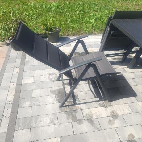 Grafitowe meble ogrodowe Kantara ze stołem rozkładanym 160-240 cm i 10 krzesłami