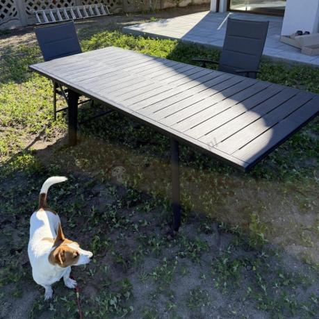 Grafitowe meble ogrodowe Kantara ze stołem rozkładanym 160-240 cm i 10 krzesłami