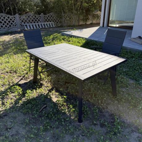 Grafitowe meble ogrodowe Kantara ze stołem rozkładanym 160-240 cm i 10 krzesłami