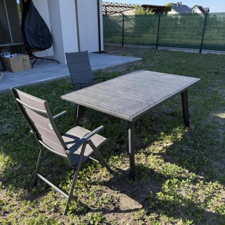 Grafitowe meble ogrodowe Kantara ze stołem rozkładanym 160-240 cm i 10 krzesłami
