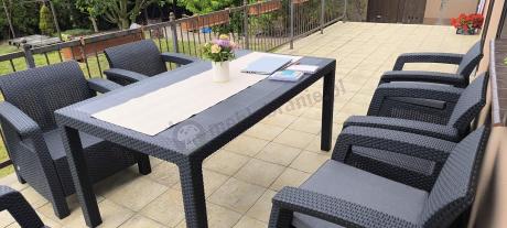 Grafitowe meble ogrodowe z 6 fotelami i dużym stołem CM6