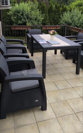 Grafitowe meble ogrodowe z 6 fotelami i dużym stołem CM6