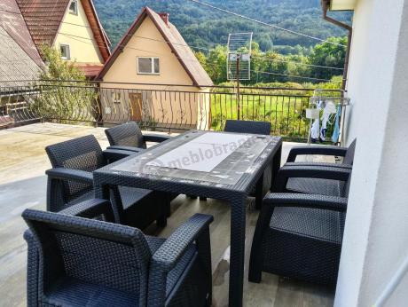 Grafitowe meble ogrodowe z 6 fotelami i dużym stołem CM6