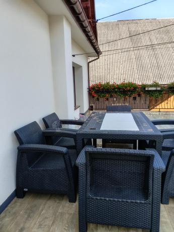 Grafitowe meble ogrodowe z 6 fotelami i dużym stołem CM6