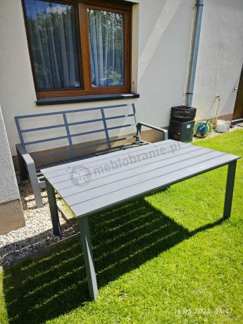 Grafitowe meble ogrodowe z wysokim stołem, sofą 202cm i regulowanymi fotelami - Renalo Dining Relax