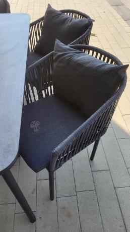 Grafitowe nowoczesne meble ogrodowe jadalniane stół + 6 krzeseł Rope Style Kostto Dining
