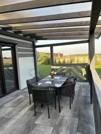 Grafitowe nowoczesne meble ogrodowe jadalniane stół + 6 krzeseł Rope Style Kostto Dining