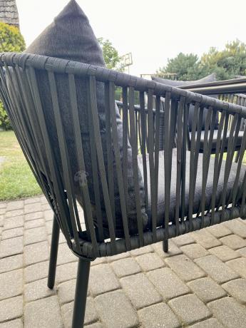 Grafitowe nowoczesne meble ogrodowe jadalniane stół + 6 krzeseł Rope Style Kostto Dining