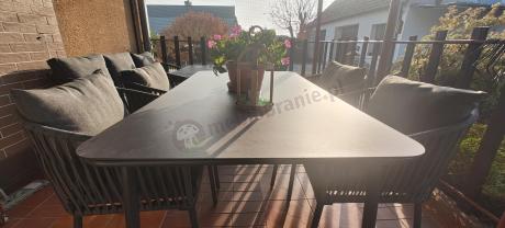 Grafitowe nowoczesne meble ogrodowe jadalniane stół + 6 krzeseł Rope Style Kostto Dining