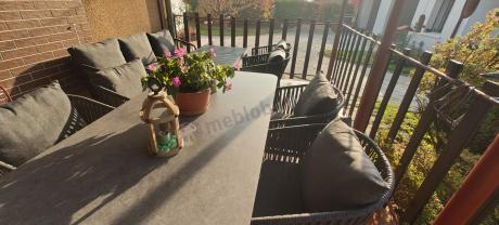 Grafitowe nowoczesne meble ogrodowe jadalniane stół + 6 krzeseł Rope Style Kostto Dining