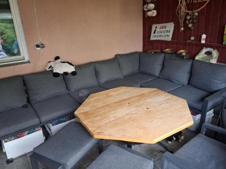 Grafitowe nowoczesne meble tarasowe dla 10 osób Sodor Corner XXL narożnik z 2 fotelami i 2 pufami - Dark Grey