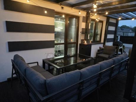 Grafitowe nowoczesne meble tarasowe dla 10 osób Sodor Corner XXL narożnik z 2 fotelami i 2 pufami - Dark Grey