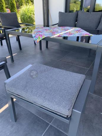 Grafitowe nowoczesne meble tarasowe Sodor Corner XXL narożnik z 2 fotelami i 2 pufami - Dark Grey