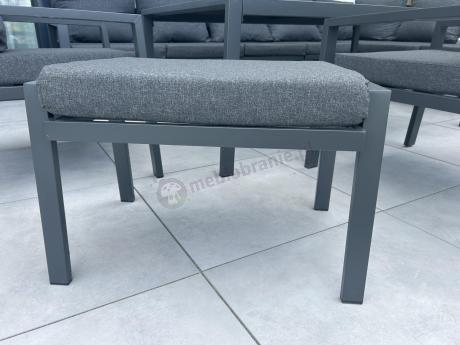 Grafitowe nowoczesne meble tarasowe Sodor Corner XXL narożnik z 2 fotelami i 2 pufami - Dark Grey