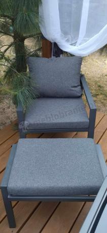 Grafitowe nowoczesne meble tarasowe Sodor Corner XXL narożnik z 2 fotelami i 2 pufami - Dark Grey