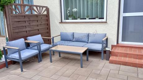 Grafitowy komplet aluminiowych mebli wypoczynkowych na taras Stine