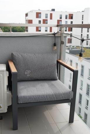 Grafitowy komplet aluminiowych mebli wypoczynkowych na taras Stine