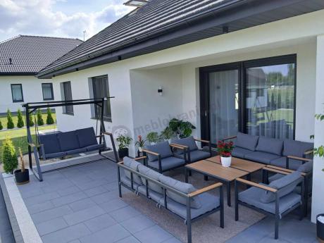 Grafitowy komplet aluminiowych mebli wypoczynkowych na taras Stine