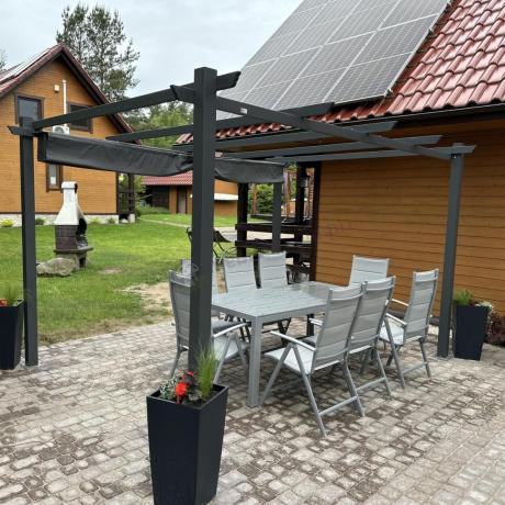 Grafitowy komplet mebli aluminiowych - stół 150cm + 6 krzeseł - Kanbery Antracite 6+1