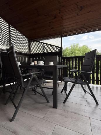 Grafitowy komplet mebli aluminiowych - stół 150cm + 6 krzeseł - Kanbery Antracite 6+1