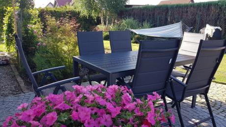 Grafitowy komplet mebli aluminiowych - stół 150cm + 6 krzeseł - Kanbery Antracite 6+1