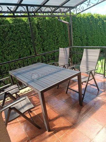 Grafitowy komplet mebli aluminiowych - stół 150cm + 6 krzeseł - Kanbery Antracite 6+1