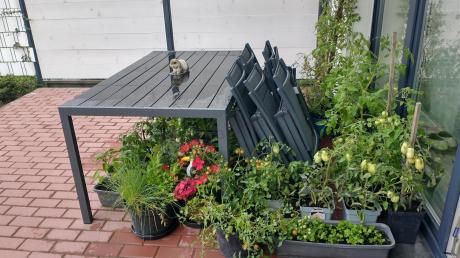 Grafitowy komplet mebli aluminiowych - stół 150cm + 6 krzeseł - Kanbery Antracite 6+1