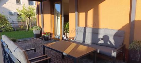 Grafitowy komplet mebli metalowych do ogrodu z sofą 175cm Doros Dining Polywood