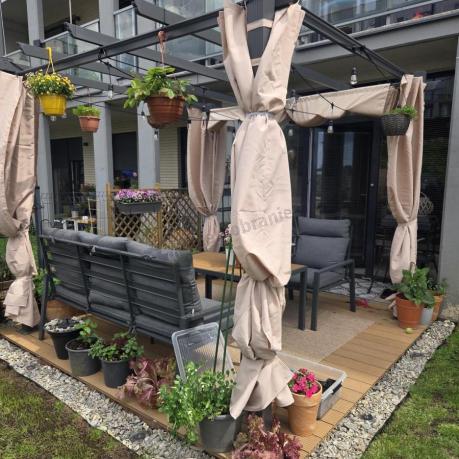 Grafitowy komplet mebli metalowych do ogrodu z sofą 175cm Doros Dining Polywood