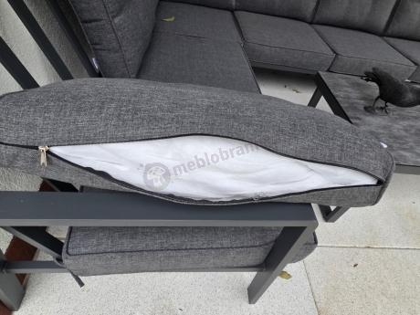 Grafitowy komplet mebli na taras - narożnik ze stolikiem - Elke Corner - Grey