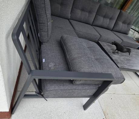 Grafitowy komplet mebli na taras - narożnik ze stolikiem - Elke Corner - Grey