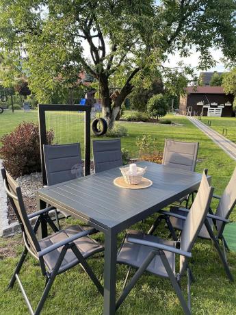 Grafitowy komplet mebli obiadowych dla 10 osób - rozkładany stół 240cm Tabia