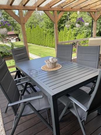 Grafitowy komplet mebli obiadowych dla 10 osób - rozkładany stół 240cm Tabia