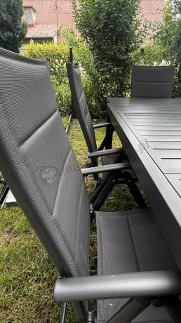 Grafitowy komplet mebli obiadowych dla 10 osób - rozkładany stół 240cm Tabia