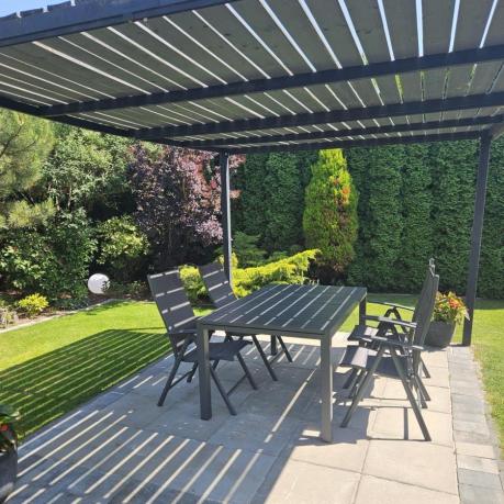 Grafitowy komplet mebli ogrodowych dla 10 osób - rozkładany aluminiowy stół 240cm Tabia i regulowane fotele