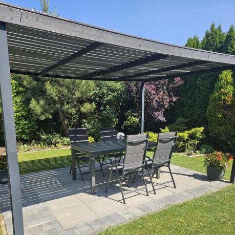 Grafitowy komplet mebli ogrodowych dla 10 osób - rozkładany aluminiowy stół 240cm Tabia i regulowane fotele