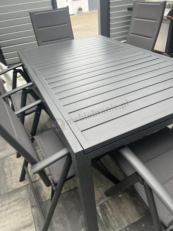 Grafitowy komplet mebli ogrodowych dla 10 osób - rozkładany aluminiowy stół 240cm Tabia i regulowane fotele