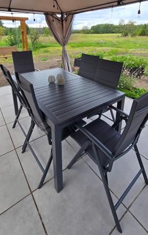 Grafitowy komplet mebli ogrodowych dla 10 osób - rozkładany aluminiowy stół 240cm Tabia i regulowane fotele
