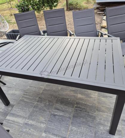 Grafitowy komplet mebli ogrodowych dla 10 osób - rozkładany aluminiowy stół 240cm Tabia i regulowane fotele