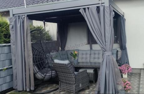 Grafitowy komplet mebli ogrodowych z narożnikiem 251x195cm technorattan - Laritto Corner