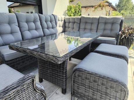 Grafitowy komplet mebli ogrodowych z narożnikiem 251x195cm technorattan - Laritto Corner