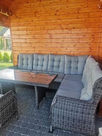 Grafitowy komplet mebli ogrodowych z narożnikiem 251x195cm technorattan - Laritto Corner