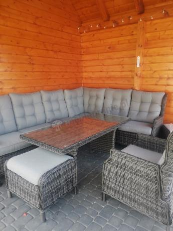 Grafitowy komplet mebli ogrodowych z narożnikiem 251x195cm technorattan - Laritto Corner