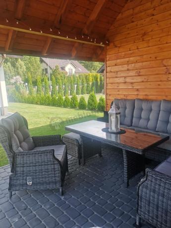 Grafitowy komplet mebli ogrodowych z narożnikiem 251x195cm technorattan - Laritto Corner