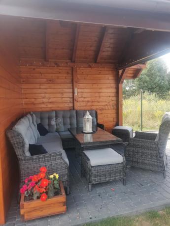 Grafitowy komplet mebli ogrodowych z narożnikiem 251x195cm technorattan - Laritto Corner