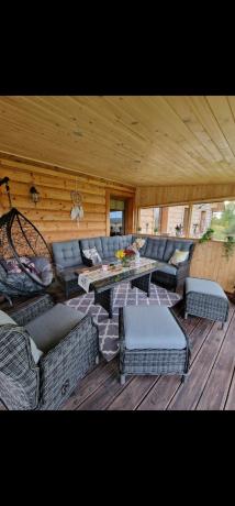 Grafitowy komplet mebli ogrodowych z narożnikiem 251x195cm technorattan - Laritto Corner