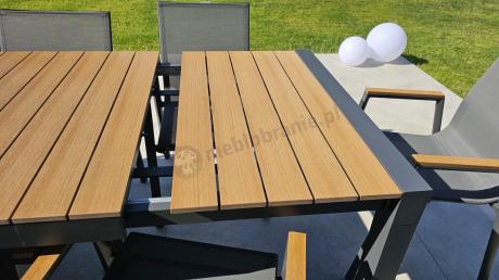 Grafitowy komplet mebli ogrodowych z rozkładanym stołem 210cm + 8 krzeseł Tanami Marla