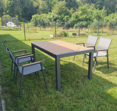 Grafitowy komplet mebli ogrodowych z rozkładanym stołem 210cm + 8 krzeseł Tanami Marla